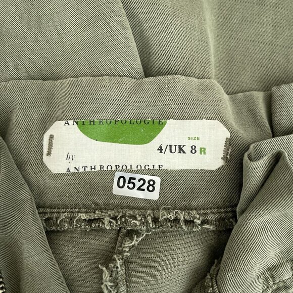 Anthropologie Womens Olive Green Paperbag Waist Cropped Pants Size 4/UK‎ 8R - Picture 6 of 12